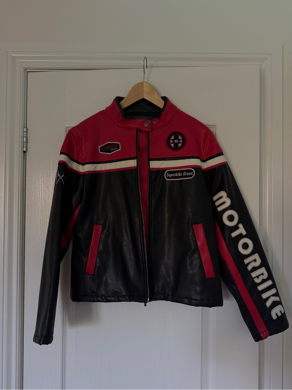 Motorbike Women’s Leather Jacket - Black & Red